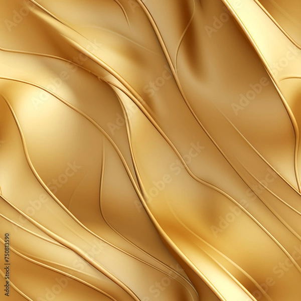 Fototapeta Matte gold  waves seamless pattern