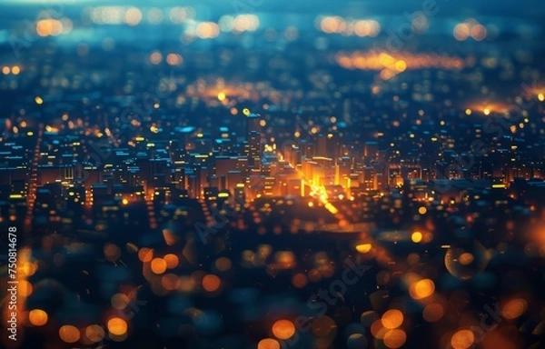 Obraz city with lights and lights moving Generative AI