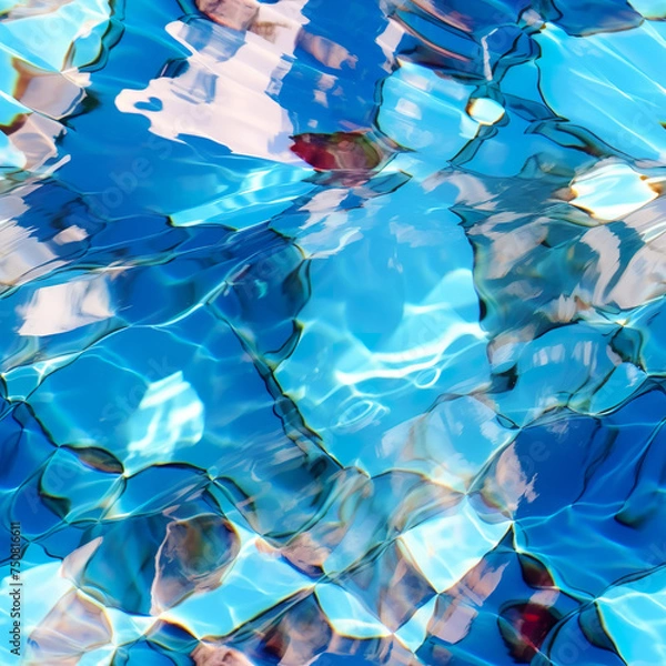 Fototapeta Blue pool with ripples seamless pattern