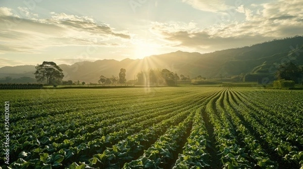 Fototapeta Exploring the intricate world of agriculture with expert hands cultivating sustainable practices for a dynamic harvest.