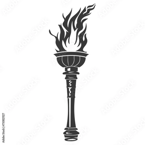 Fototapeta Silhouette torch black color only