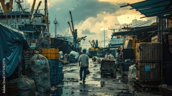 Fototapeta Explore the dynamics of worldwide expertise in global trade, emphasizing the interconnected nature of international markets and the expertise that navigates them.
