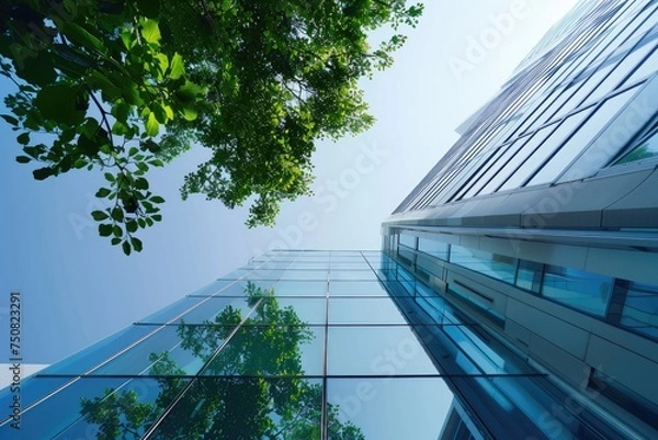 Fototapeta Architectural harmony: A visual journey through eco-friendly designs, energy-efficient buildings, and the seamless integration of architecture with environmental sustainability.