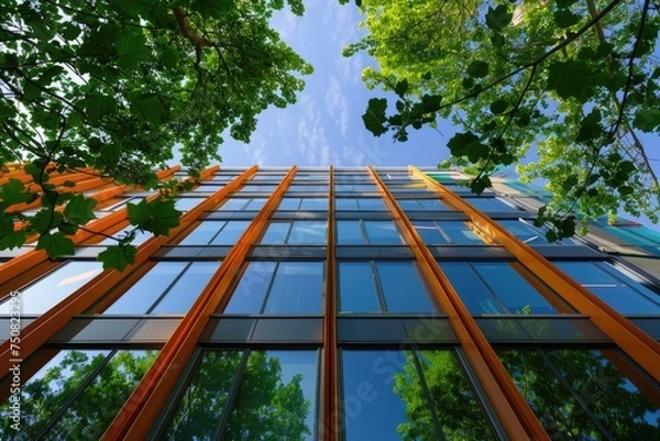 Fototapeta Green architecture canvas: Capturing the beauty of eco-friendly designs, energy-efficient buildings, and the symbiotic relationship between architecture and environmental sustainability.