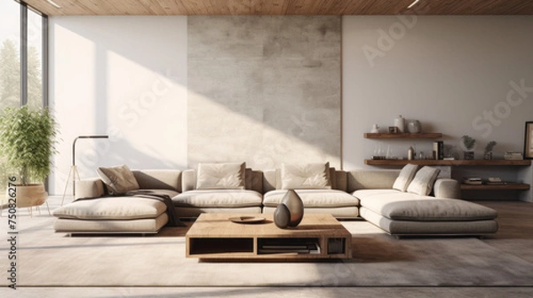 Fototapeta A modern living room with customizable furniture and unique accents