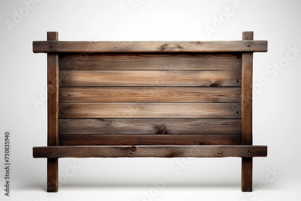 Fototapeta Blank empty wooden rustic signage sign board signpost post wood on white background сreated with Generative Ai