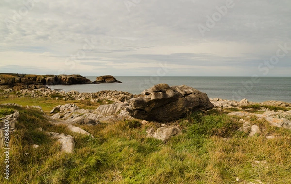 Fototapeta Coastal part of Cantabria in the north of Spain, eroded Costa Quebrada, ie the Broken Coast
