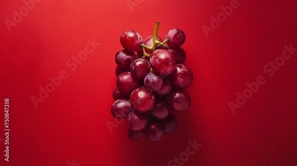Fototapeta Red grapes on a red background. Food and drinks, ingredients. Healthy eating.