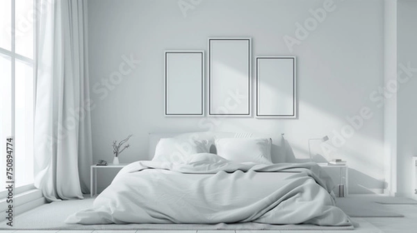 Fototapeta bedroom with white bed