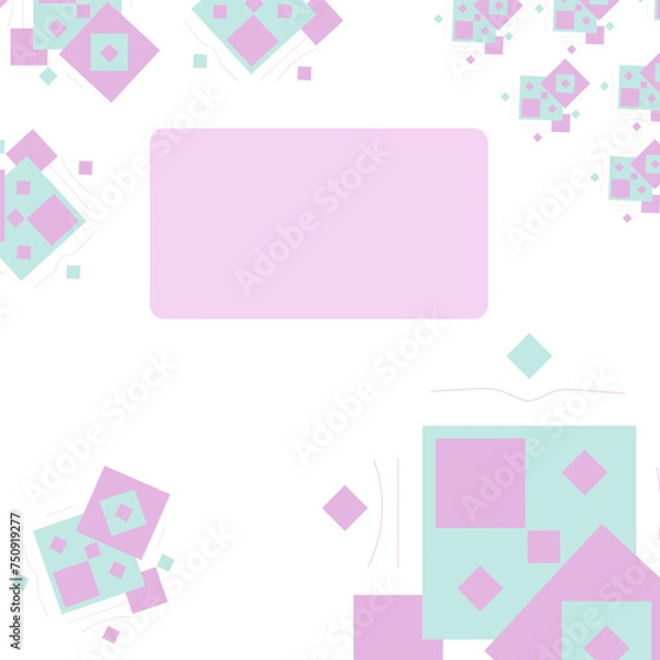 Fototapeta Abstract background of geometric shapes in mint green and pink colors. Ready-made cover design for notebooks, planners, books with space for text