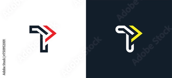 Fototapeta initial Letter T Arrow Logo Concept icon sign symbol Design Element. Financial, Consulting, Logistics Logotype. Vector illustration logo template