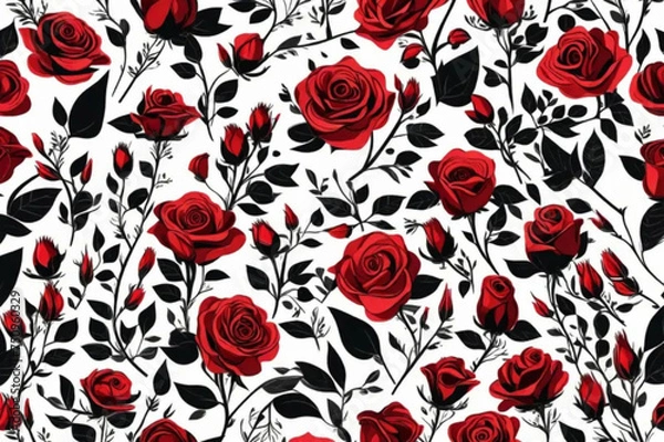 Obraz seamless pattern with red roses