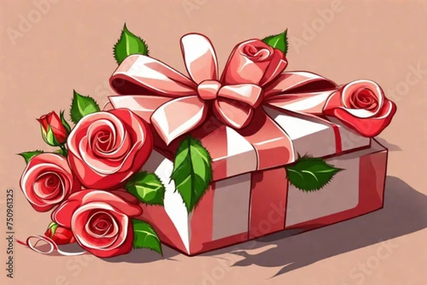Obraz gift box with roses
