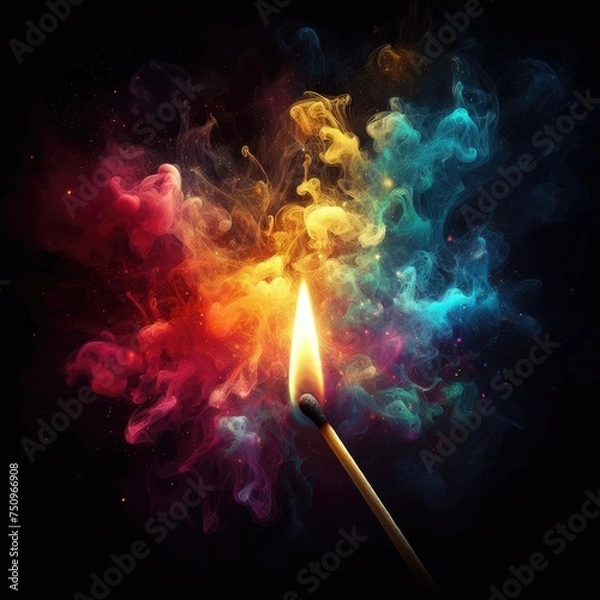 Obraz Inferno Elegance Matchstick Falls Creating Chromatic Smoke Trail