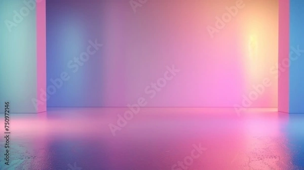 Obraz Interior of a room with pink and blue walls and floor. Suitable for home decor or renovation concepts