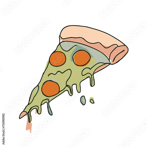 Fototapeta beautiful minimalist graphics slice of pizza with pepperoni