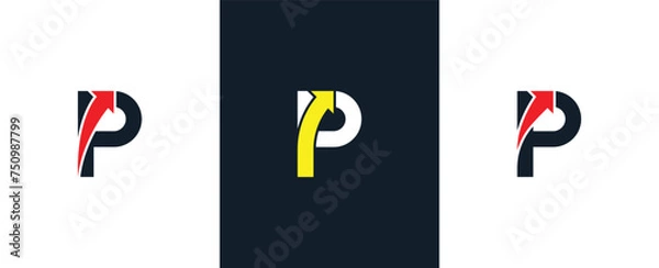 Fototapeta initial Letter P Arrow Logo Concept icon sign symbol Design Element. Financial, Consulting, Logistics Logotype. Vector illustration logo template