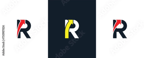Fototapeta initial Letter R Arrow Logo Concept icon sign symbol Design Element. Financial, Consulting, Logistics Logotype. Vector illustration logo template