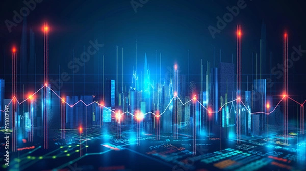 Fototapeta Background of economic trends for business ideas and trading on stock exchanges.