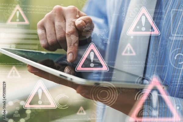 Obraz Business person using tablet computer with hologram