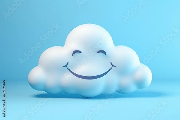 Obraz a white cloud with a smiling face