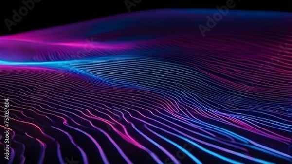 Fototapeta Neon wave abstract background, color ful lines abstract, neon lights, neon dark abstract background, neon wave