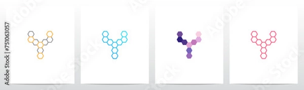 Fototapeta Outline Hexagon Initial Letter Logo Design Y