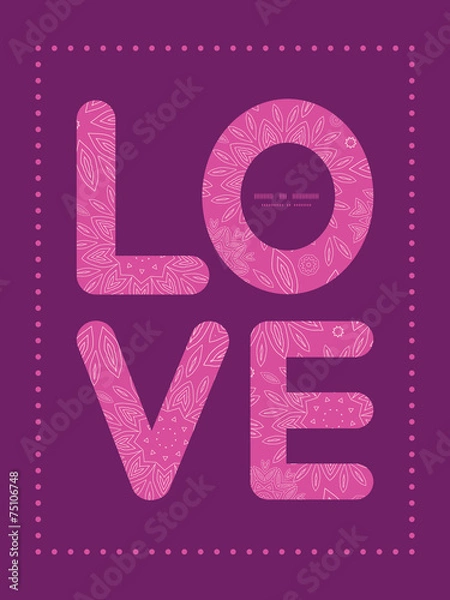 Fototapeta Vector pink abstract flowers texture love text frame pattern
