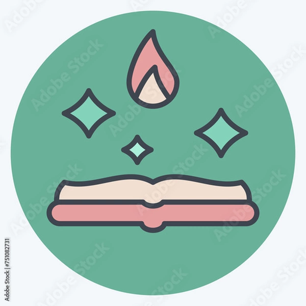 Fototapeta Icon Magic Book 2. related to Magic symbol. color mate style. simple design editable. simple illustration