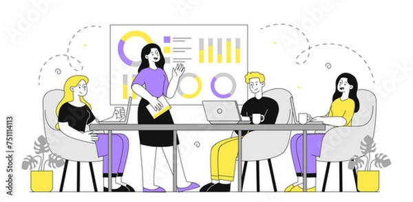 Fototapeta People business meeting vector simple