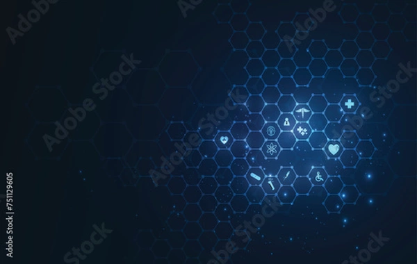 Fototapeta hud interface virtual hologram future system health care innovation concept background