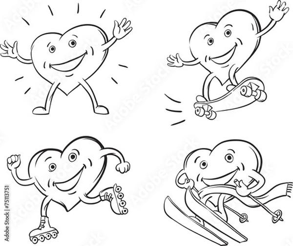 Fototapeta whiteboard drawing - happy hearts