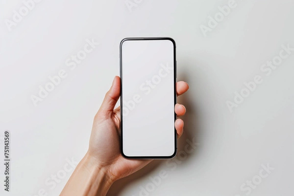 Fototapeta Smartphone Mockup on Hand created with Generative AI