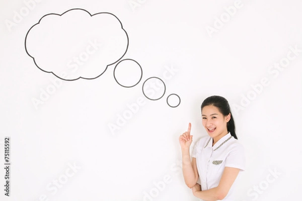 Fototapeta 스튜디오 안의 고등학생 여자학생