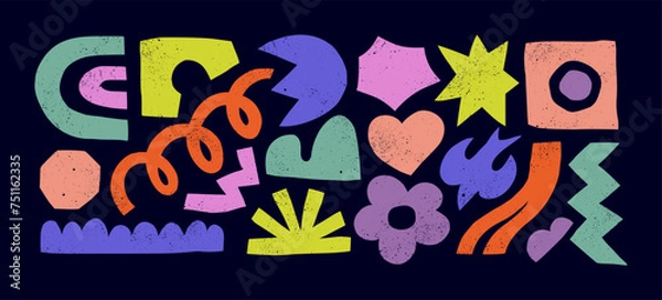 Obraz Organic Shapes Kids Set. Vector Naive Art Geometric Forms. Abstract Cut Paper Collage Figures