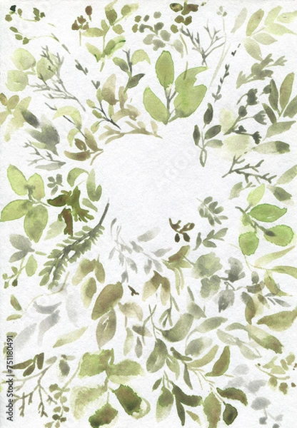 Obraz Watercolor greenery background