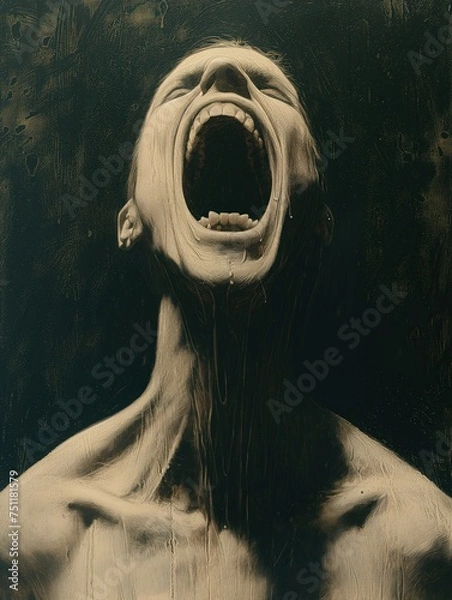 Fototapeta portrait of an impressive emotionally screaming man