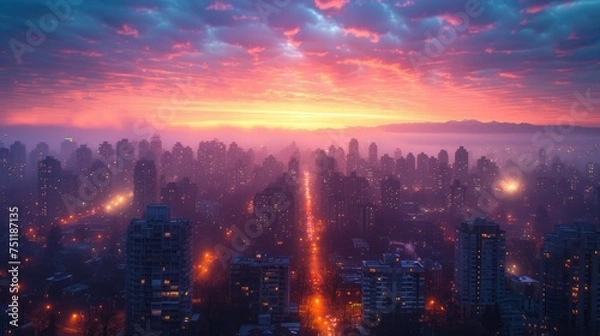 Obraz sunset over the city