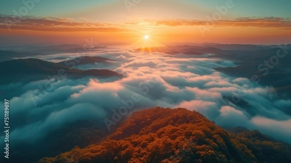 Obraz sunset over the mountains