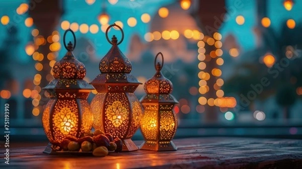 Obraz christmas lights on the table