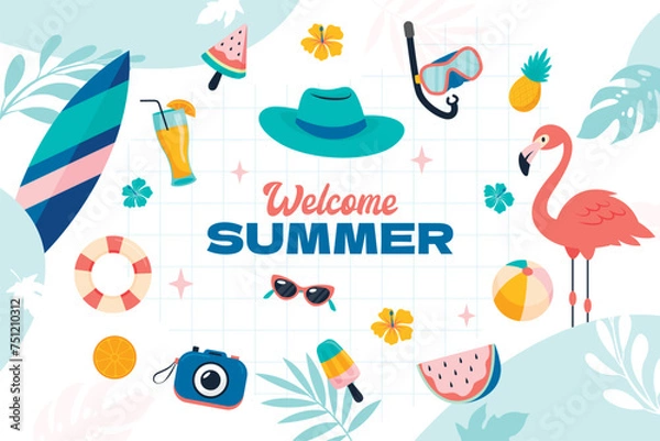 Fototapeta Summer Element Background Vector Illustration