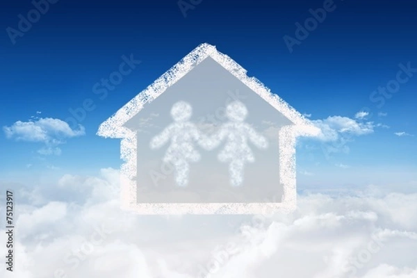 Fototapeta Composite image of cloud in shape of couple
