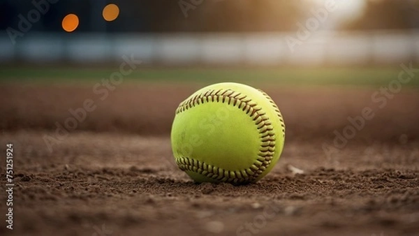 Obraz Softball: An Elaborate Illustration and Ultra High-Resolution Softball Photo with a Softball Field Stadium Background