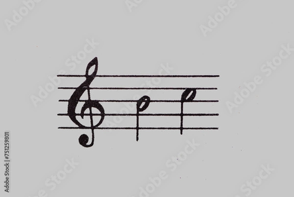 Fototapeta A page from a book with musical notes as a background, close-up view