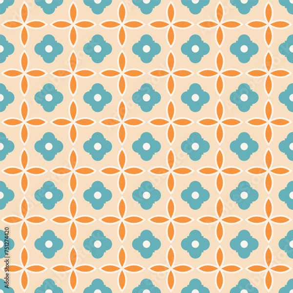 Obraz Vector turquoise seamless pattern background: Fiftys Folio Tiles.
