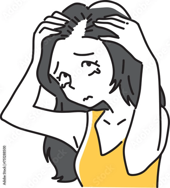 Fototapeta 抜け毛に涙する女性