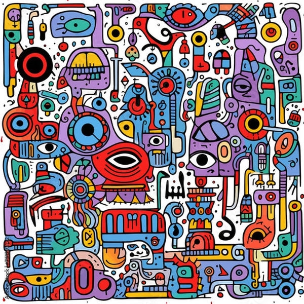 Fototapeta An abstract minimalist pattern poster colorful draw vector