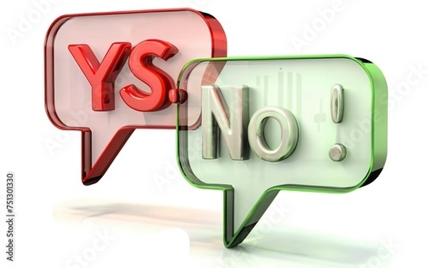 Fototapeta Yes - No speech bubbles , This is a 3d rendered computer generated image. Isolated on white