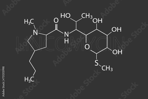 Fototapeta  lincomycin molecular skeletal chemical formula
