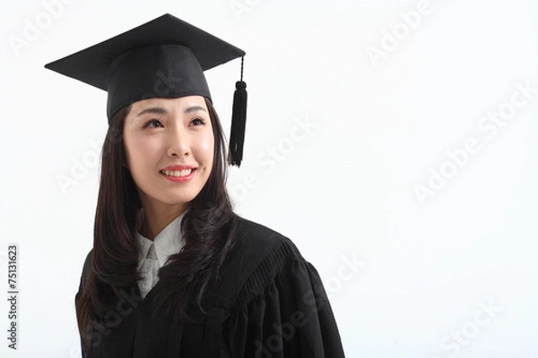 Fototapeta 스튜디오 안의 남자 여자 졸업생